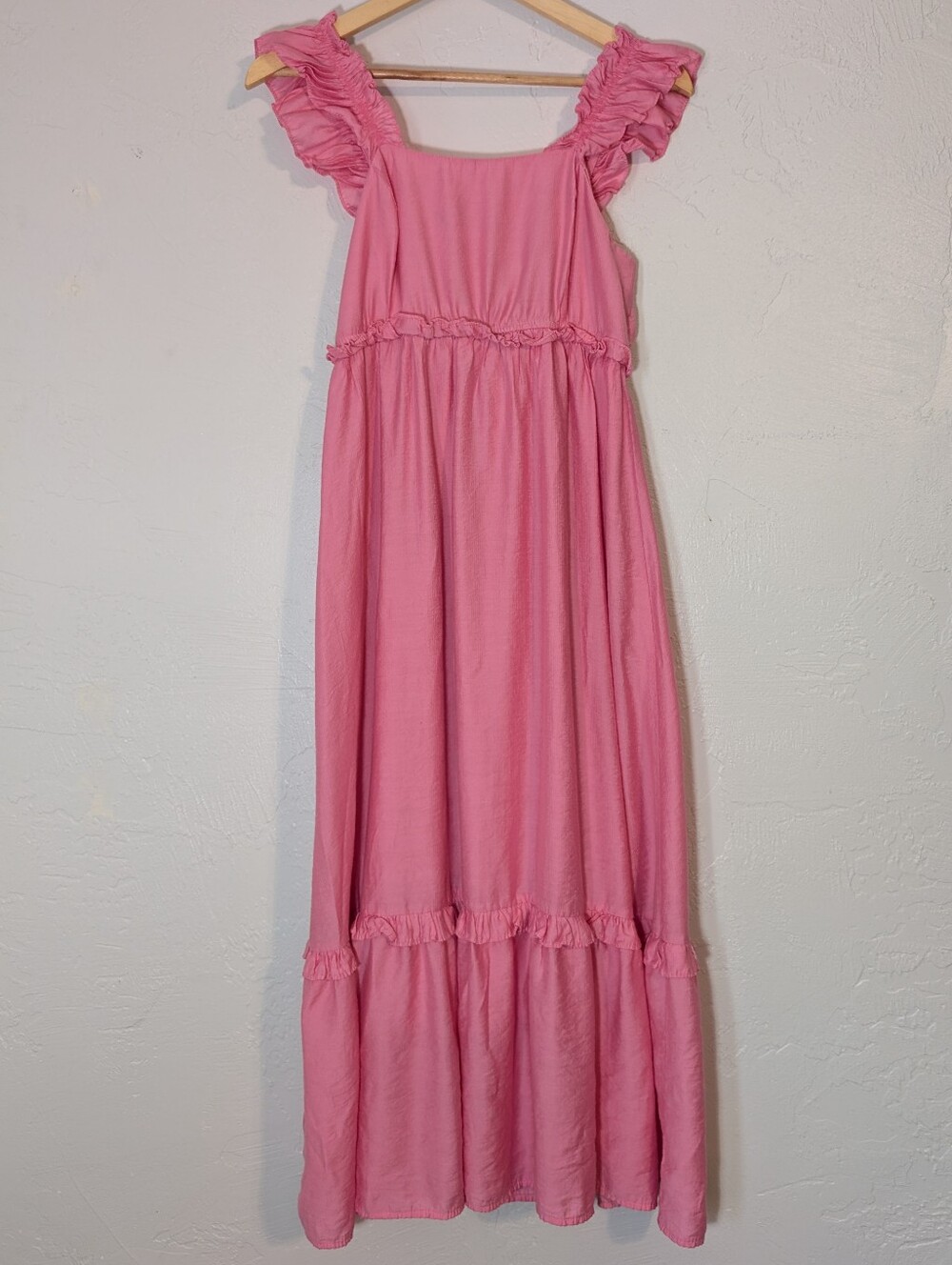 Pink Tiered Lightweight Flowy Maxi Dress Barbiecore Elle Woods Colorful Teacher